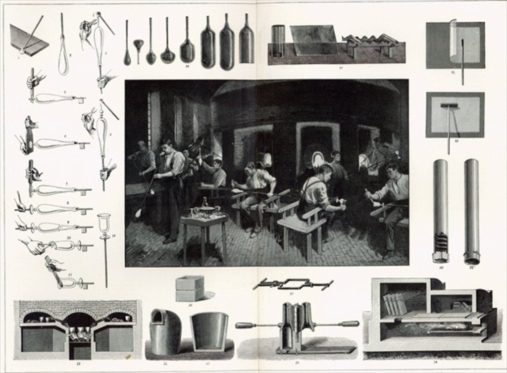 Detail of Glass manufacture by English School