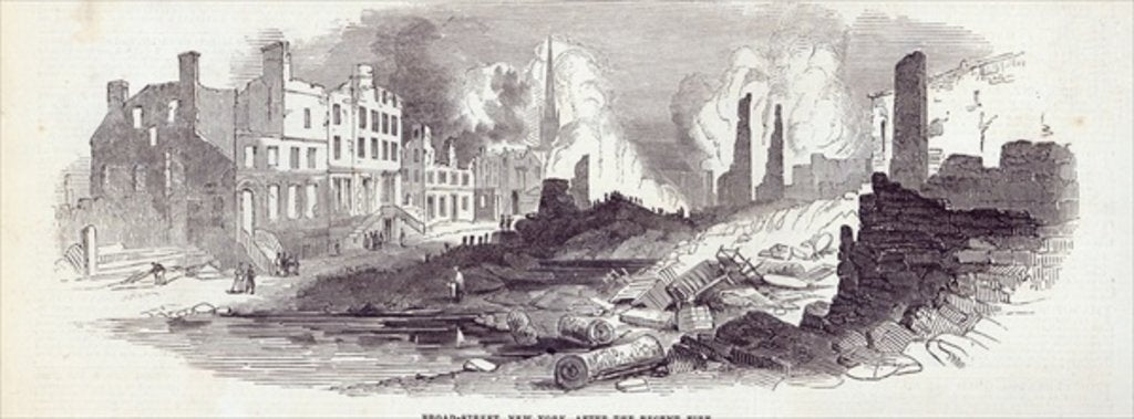 Detail of Broad-street, New York, after the recent fire by English School