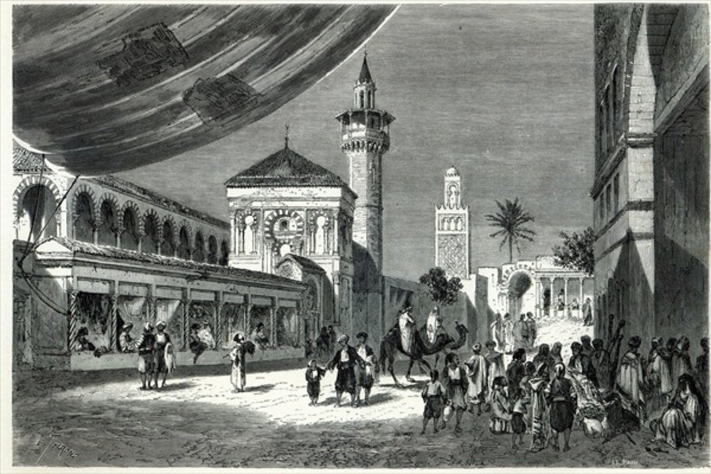 Detail of A Bazaar at Tunis by Emile Theodore (after) Therond