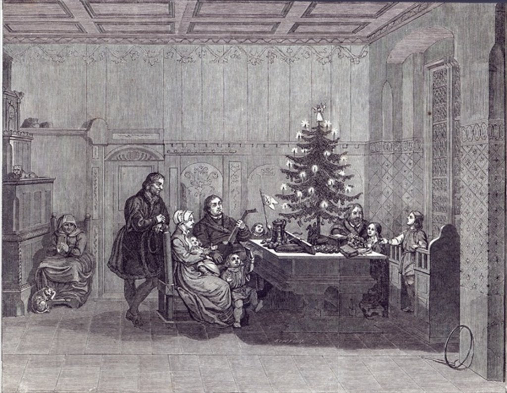 Detail of Christmas Eve in Germany: Martin Luther and his family by English School