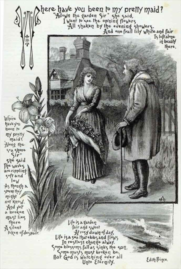 Detail of Where have you been to my pretty maid? by English School