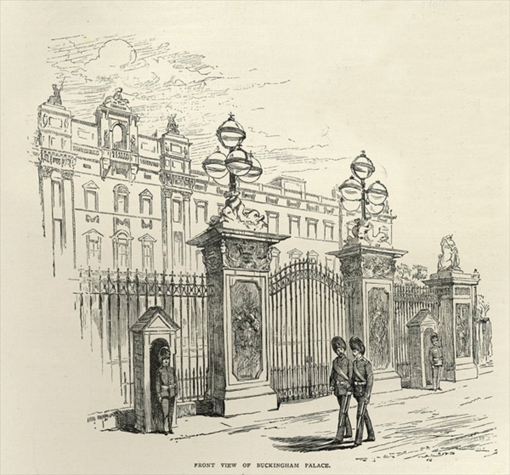 Detail of Front view of Buckingham Palace by English School