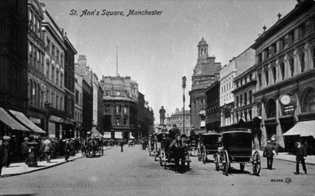 Detail of St. Ann's Square, Manchester, c.1910 by English Photographer