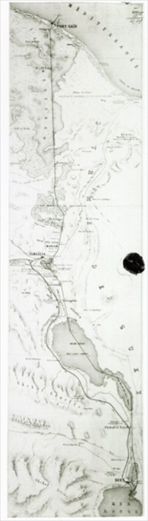 Detail of Map of the Suez Canal, c.1869 by French School