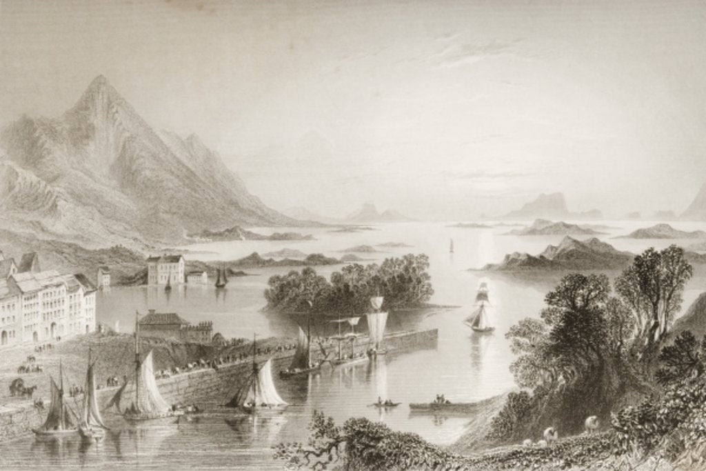 Detail of Clew Bay seen from Westport, County Mayo by William Henry (after) Bartlett