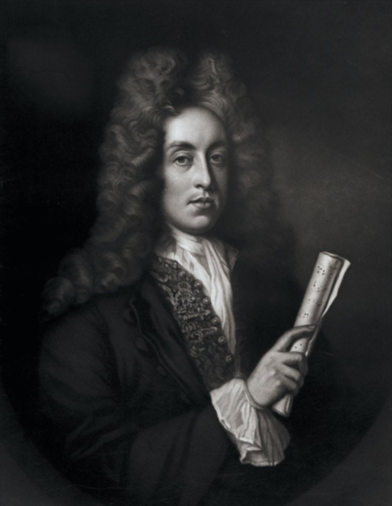 Detail of Portrait of Henry Purcell engraved by George J. Zobel by Johann Closterman