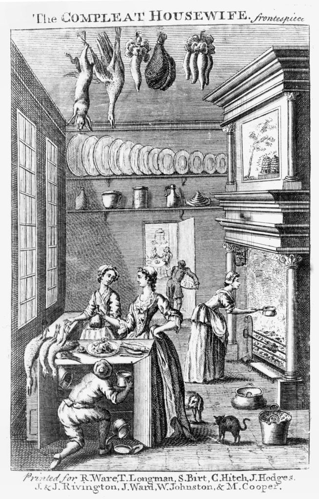 Detail of Frontispiece of 'The Compleat Housewife' by English School