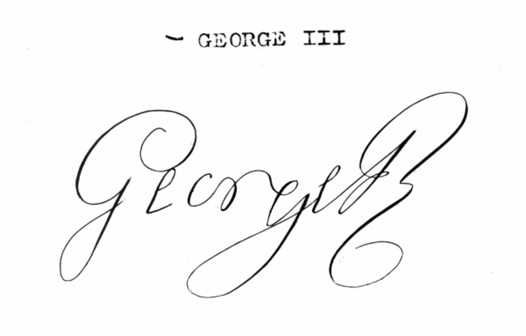 Detail of Signature of King George III by English School