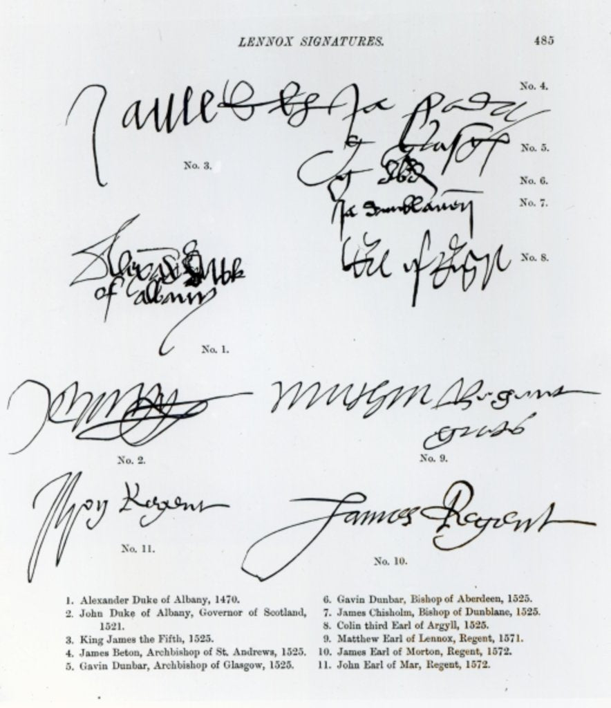Signatures of Scottish 15th and 16th century royalty, aristocracy and clergy by Anonymous