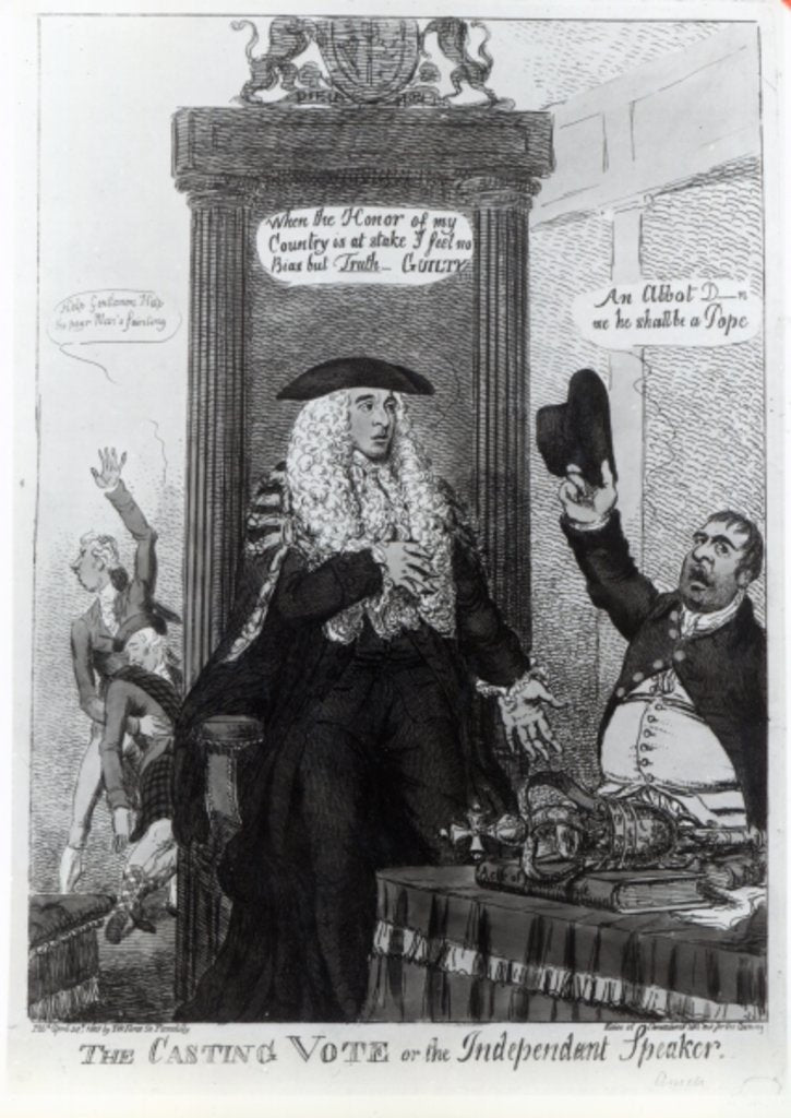 The Casting Vote, or the Independant Speaker, satirical cartoon showing then Prime Minister, Henry Addington, 1805 by English School