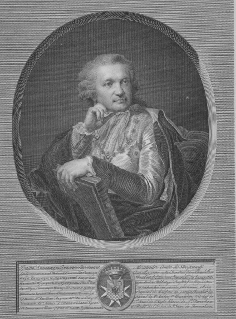 Detail of Count Stroganov by Johann Baptist I (after) Lampi