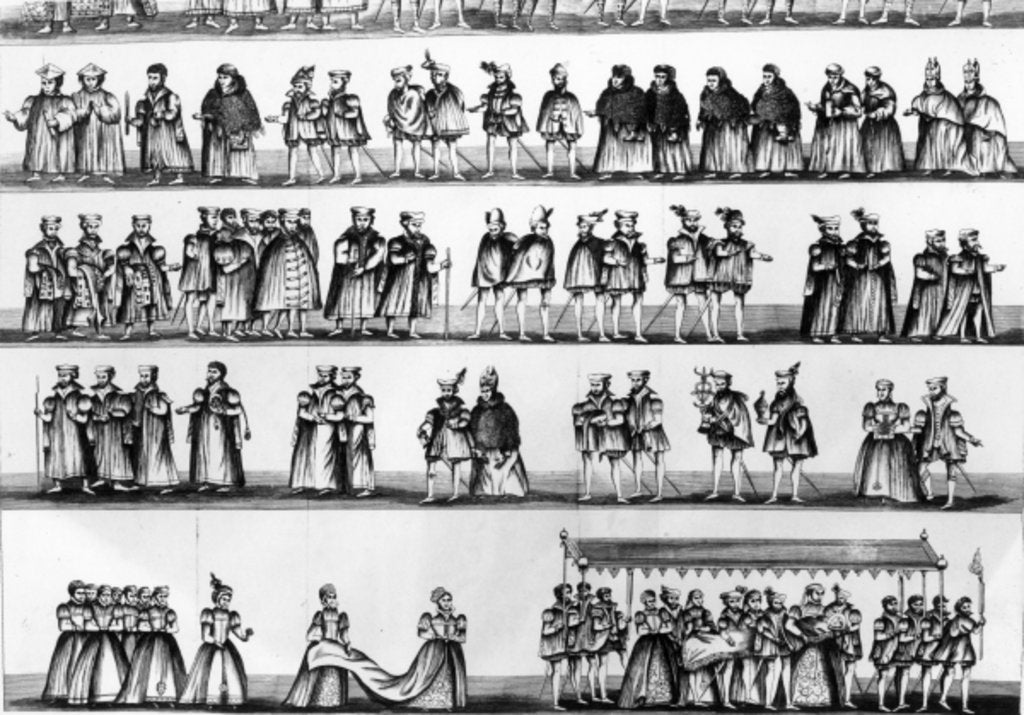 Detail of Procession at the Christening of Prince Arthur, son of Henry VII, engraved in 1782 by English School
