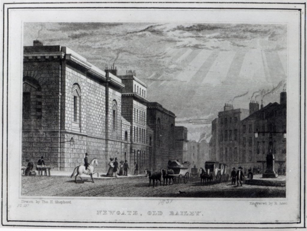 Detail of Newgate prison and the Old Bailey by Thomas Hosmer Shepherd