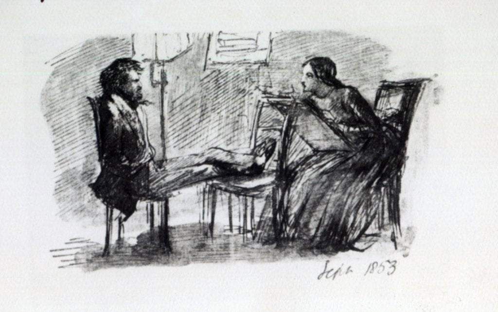 Detail of Rossetti being sketched by Elizabeth Siddal, September 1853 by Dante Gabriel Charles Rossetti