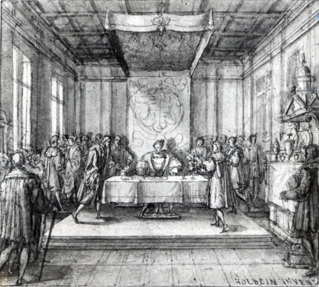 Detail of Henry VIII in his privy chamber by Hans Holbein The Younger