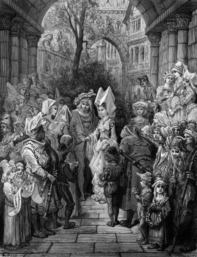 Detail of The Bride and Groom entering the hall by Gustave Dore