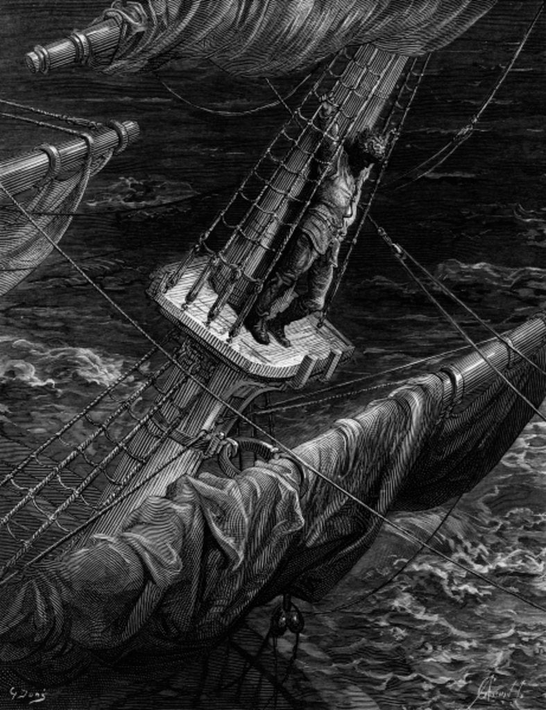 Detail of The Mariner regrets his shooting of the Albatross by Gustave Dore
