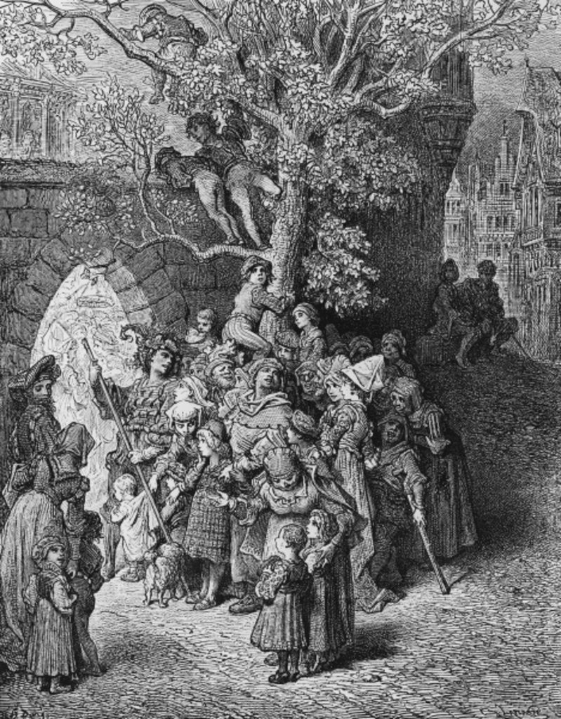 Detail of Crowd of onlookers and spectators at the wedding by Gustave Dore