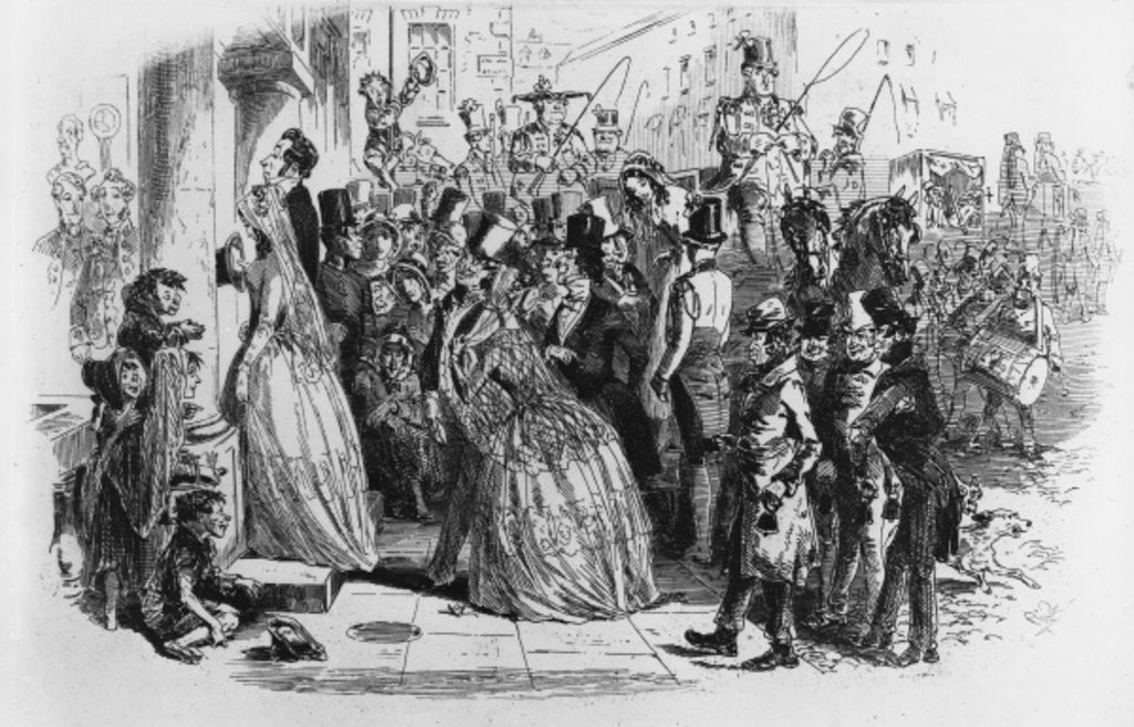 Detail of Coming home from church by Hablot Knight Browne