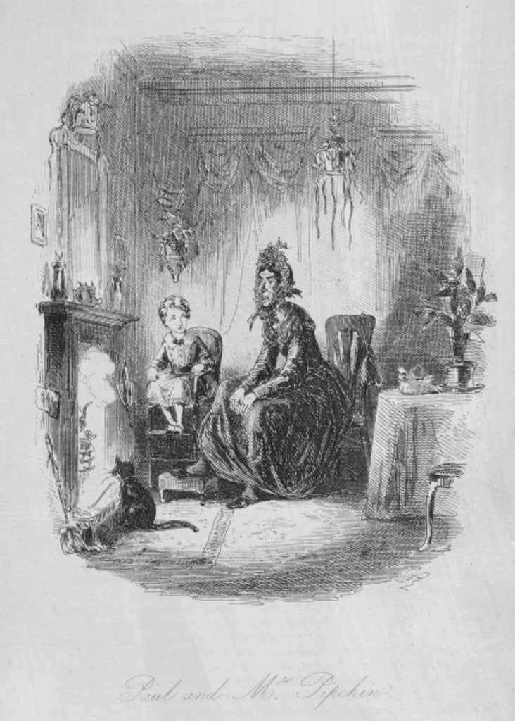 Detail of Paul and Mrs. Pipchin by Hablot Knight Browne