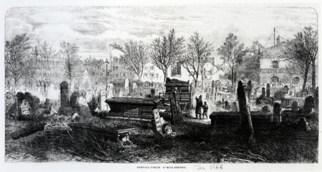 Detail of Bunhill Fields, January 1866 by English School