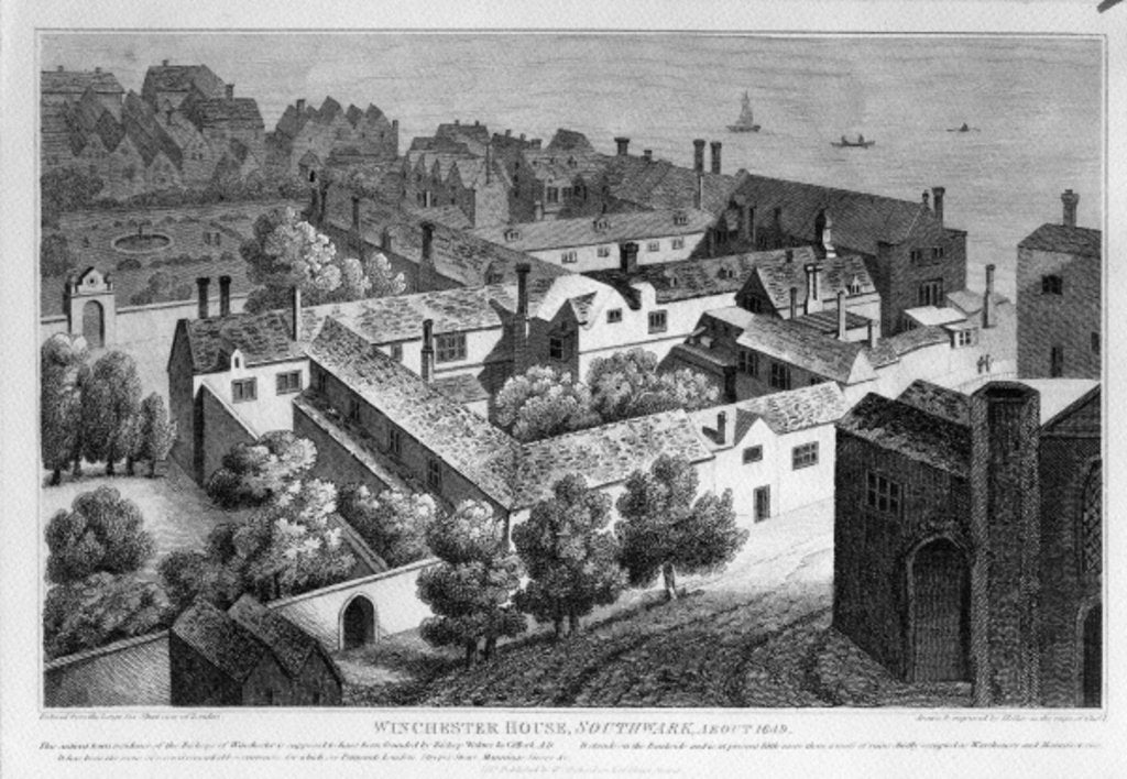 Detail of Winchester House, Southwark in about 1649, published in 1812 by Wenceslaus Hollar