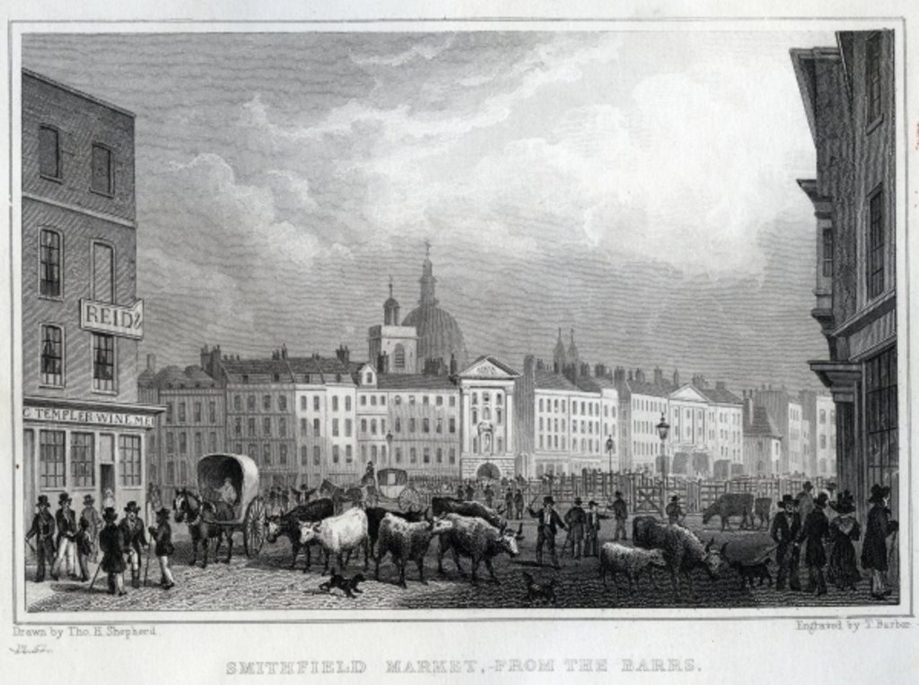 Detail of Smithfield Market from the Barrs by Thomas Hosmer (after) Shepherd