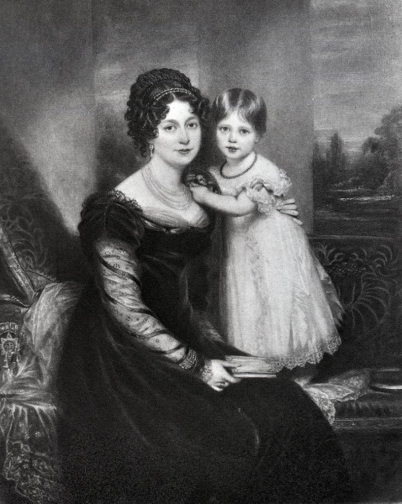 Detail of Queen Victoria as an infant with her mother the Duchess of Kent, c.1822 by English School