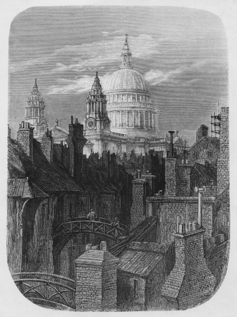 Detail of St. Paul's Cathedral and the slums by Gustave Dore