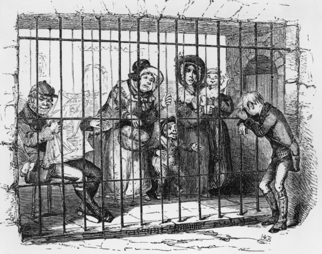 Detail of Kit in Jail by Hablot Knight Browne