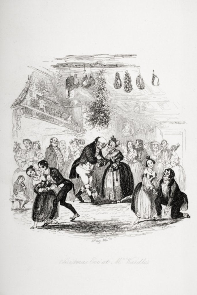 Detail of Christmas Eve at Mr. Wardle's by Hablot Knight Browne