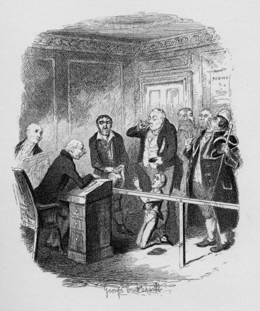 Detail of Oliver escapes being bound apprentice to the sweep by George Cruikshank