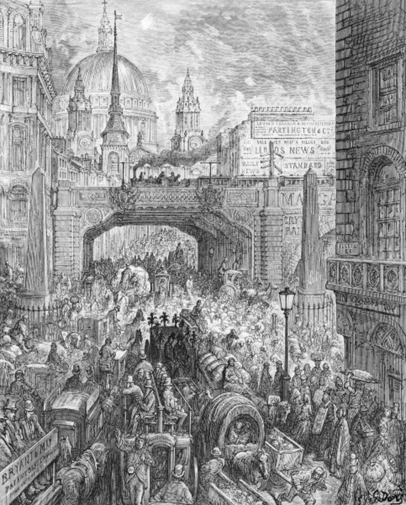 Detail of Ludgate Hill by Gustave Dore