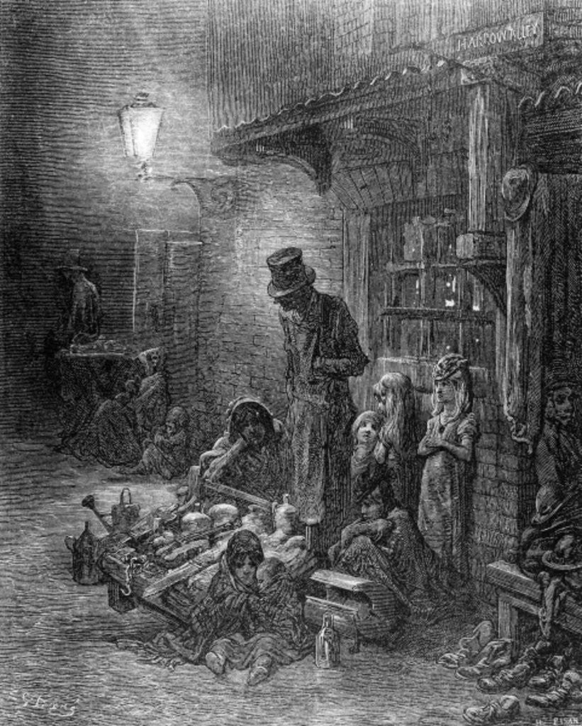 Detail of Off Billingsgate, view of Harrow Alley by Gustave Dore