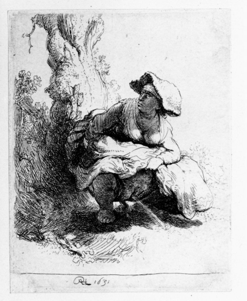 Detail of Woman urinating under a tree by Rembrandt Harmensz. van Rijn