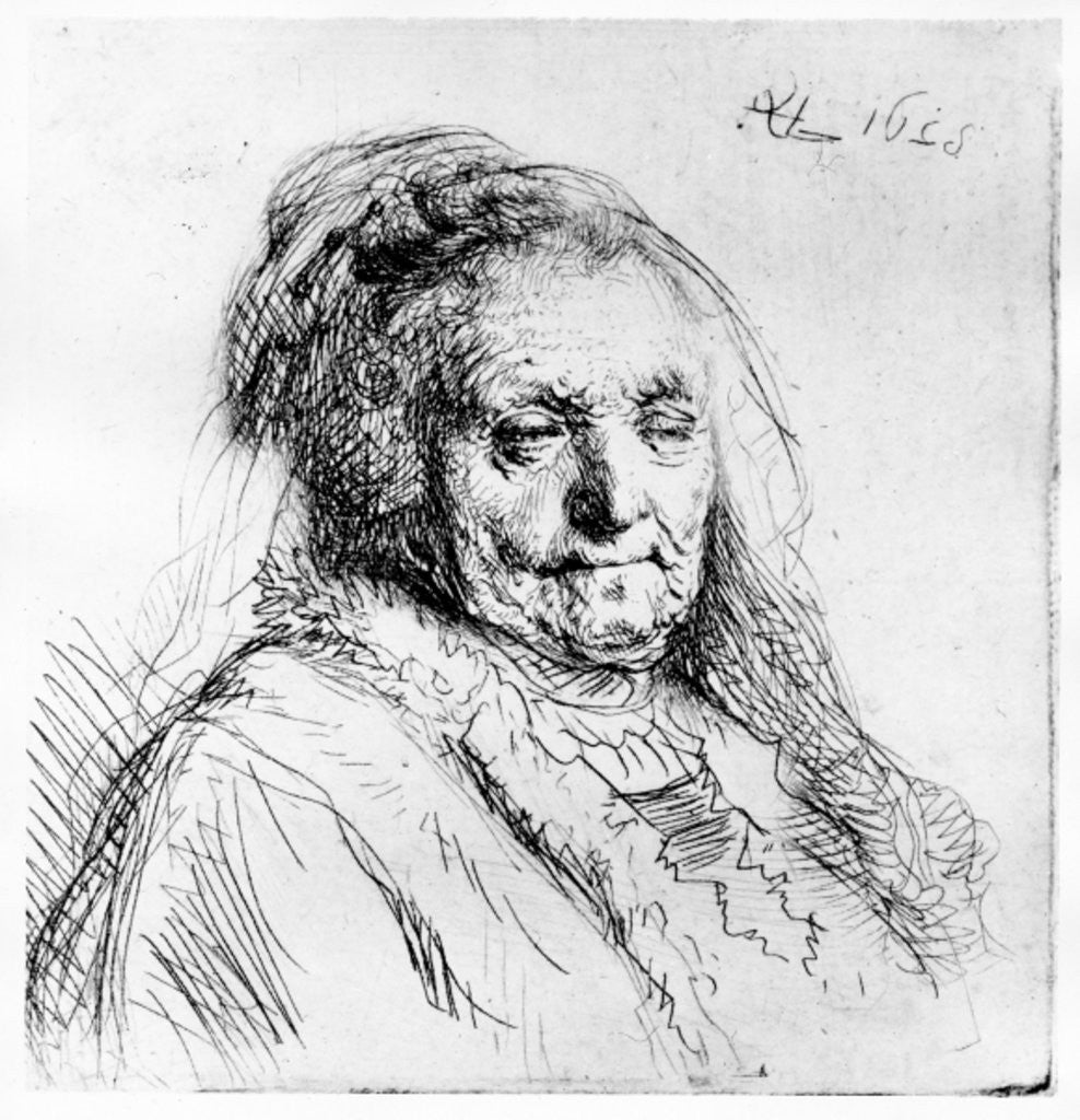 Detail of Portrait of the artist's mother by Rembrandt Harmensz. van Rijn