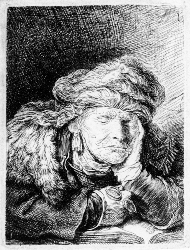 Detail of An Old Woman Sleeping by Rembrandt Harmensz. van Rijn