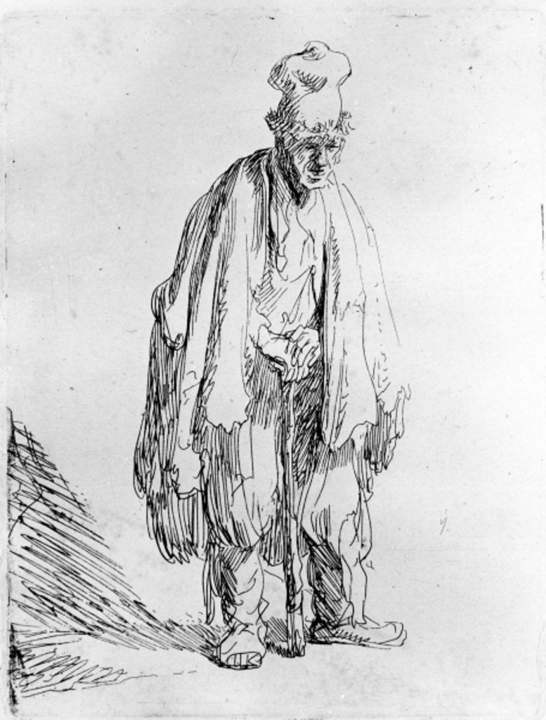 Detail of Beggar in a high cap, c.1630 by Rembrandt Harmensz. van Rijn