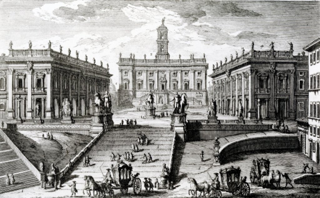 Detail of Piazza del Campidoglio by Giuseppe Vasi