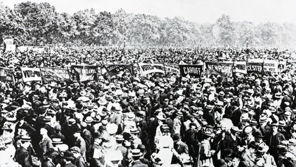 Detail of The Great Votes for Women Demonstration in Hyde Park, Sunday, June 12th 1908 by English Photographer