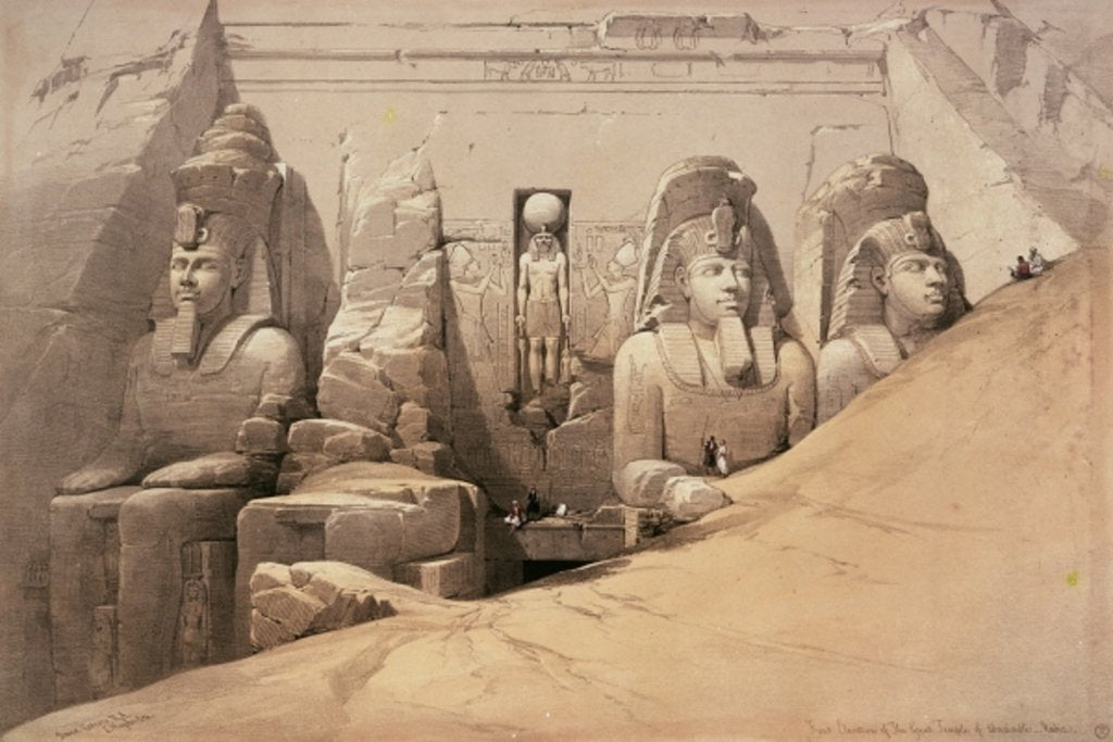 Detail of Front Elevation of the Great Temple of Aboo Simbel, Nubia by David Roberts