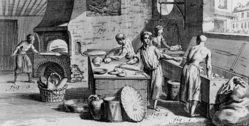 Detail of The Bakery, illustration from Diderot's 'Encyclopedia' by French School