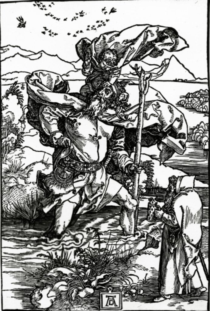 Detail of St. Christopher with the flight of birds by Albrecht Dürer or Duerer