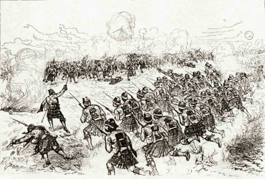 Detail of The Black Watch charging the intrenchments at the Battle of Tel el-Kebir by Melton Prior