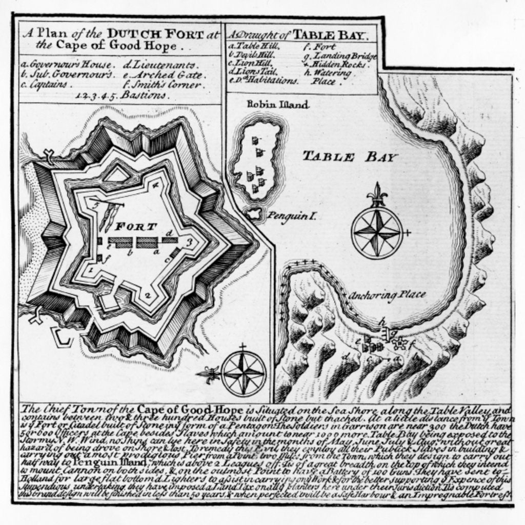 Detail of A Plan of the Dutch Fort at the Cape of Good Hope and A Draught of Table Bay by English School