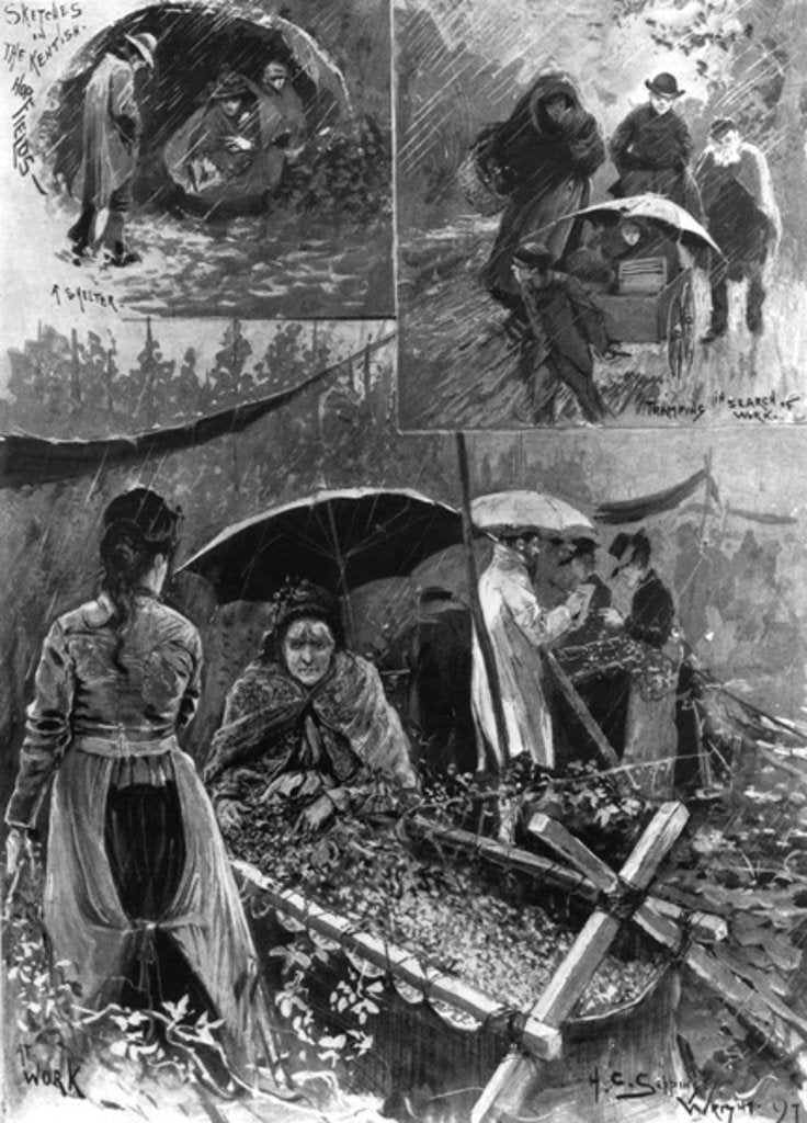 Detail of With the distressed hop-pickers in Kent by Henry Charles Seppings Wright