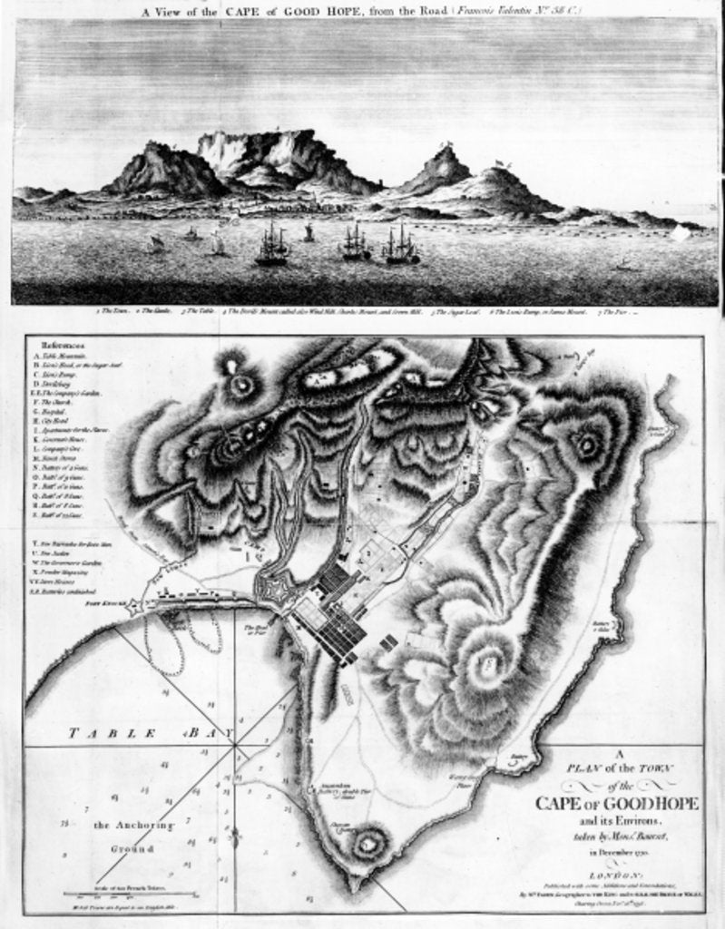 Detail of A View of the Cape of Good Hope and A Plan of the Town of the Cape of Good Hope and its Environs, published 1795 by English School