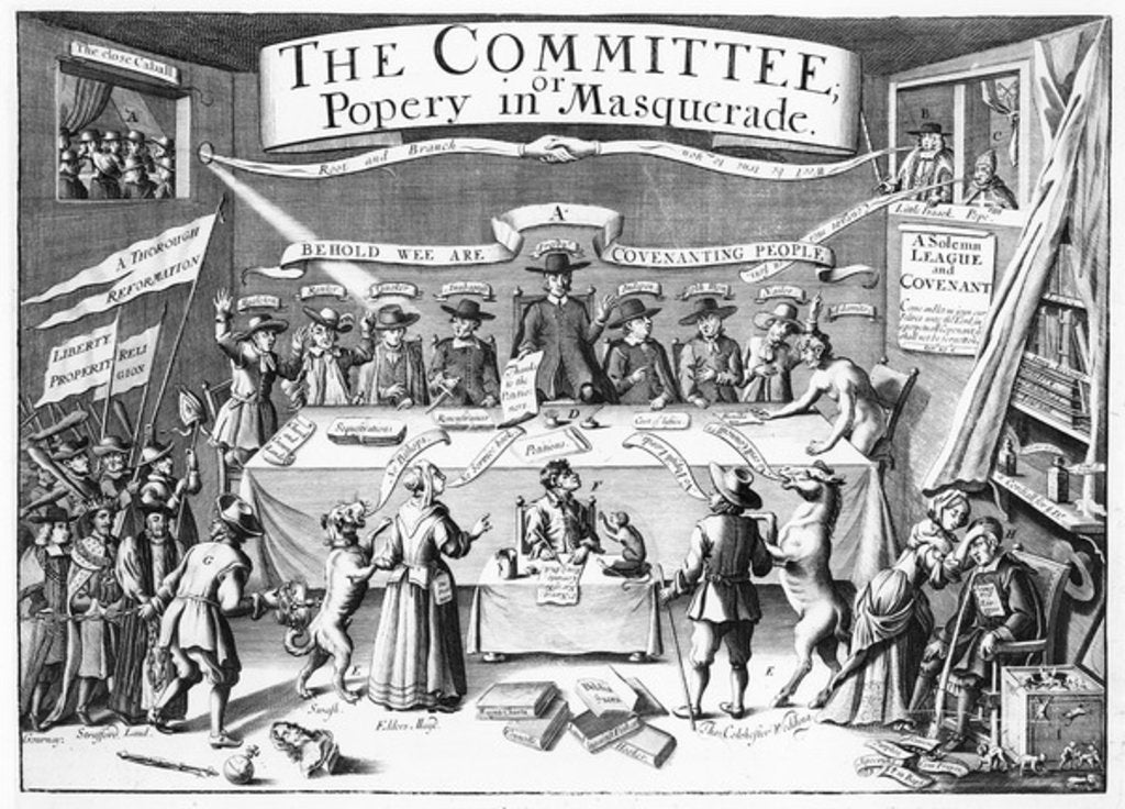 Detail of The Committee or Popery in Masquerade, after a design conceived by Sir Roger L'Estrange, 1680 by English School
