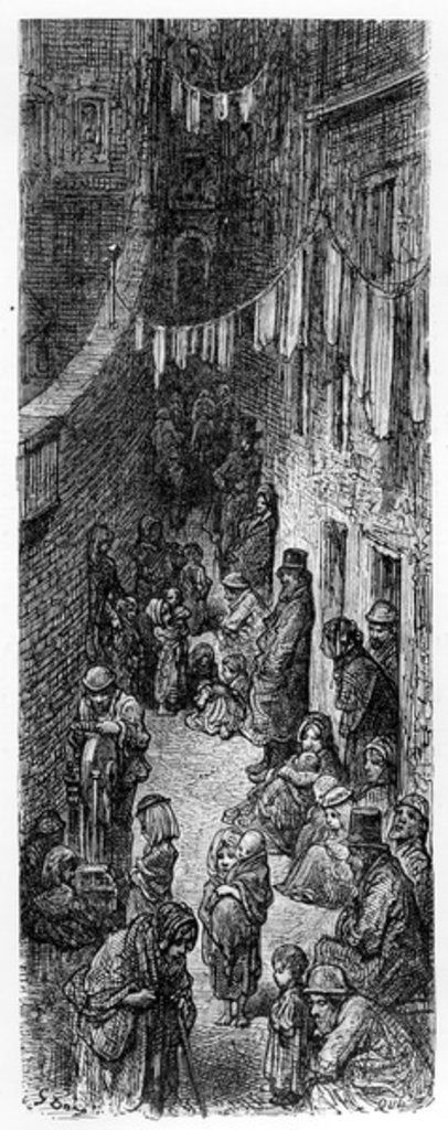 Detail of A Street in Whitechapel by Gustave Dore