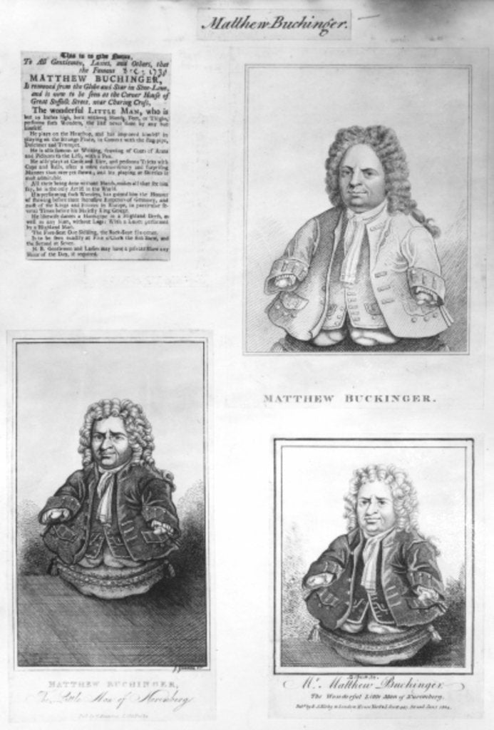 Detail of A Collection of Cuttings about Matthew Buchinger, c.1880 by English School